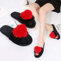 New indoor and outdoor heattech home stuffed slippers fall and winter confinement shoes heart-shaped fur slippers wholesale one-word cotton slippers