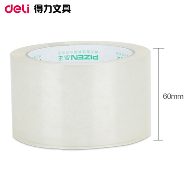 Deli Pinzheng sealing tape 33178A transparent large tape 6cm * 60m5 rolls/cylinder width tape packing tape