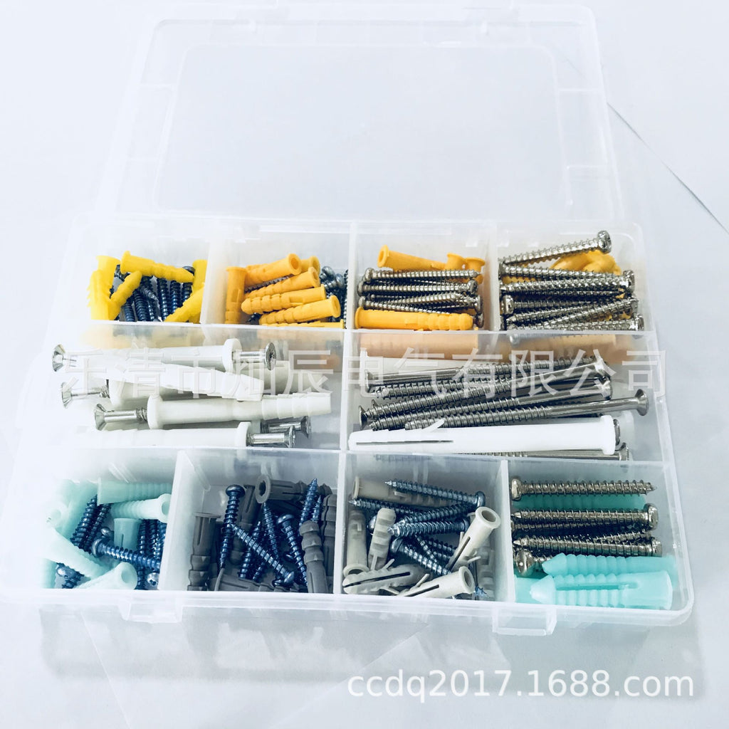 Cross-border 200PCS boxed, self-tapping screws, plastic expansion screws, rubber plugs, combination sets, hardware factory