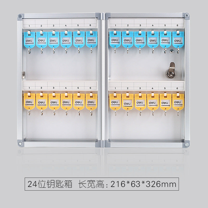Deli 50800 key aluminum alloy key cabinet wall-mounted key management box key storage box 24-digit key box