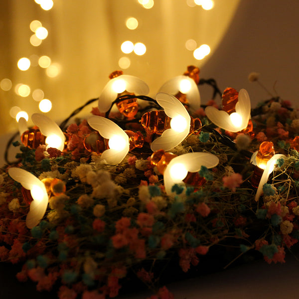 Warm white bee solar light string, outdoor garden decorative light string, Christmas day modeling light wholesale