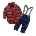 Kidssuit boys gentleman dress bow tie shirt khaki detachable overalls christmas baby clothes