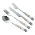 Chaobai new arrival ceramic handle knife, fork and spoon suit four-character pattern stainless steel spoon housewarming gift tableware factory wholesale