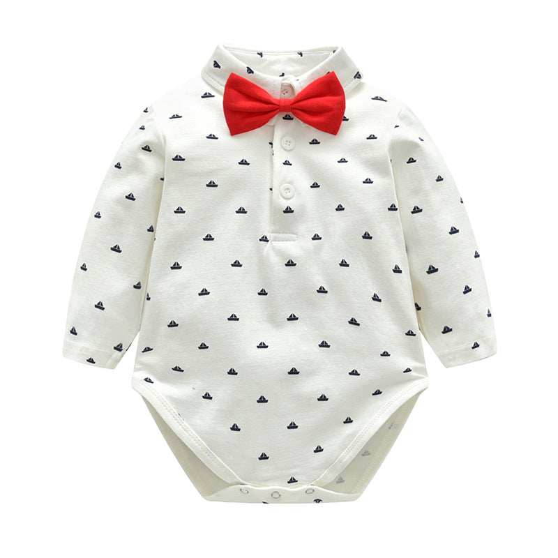 Export children's clothing spring & fall new arrivalkidssuit gentleman wearing bow tie baby clothes one-year-old boy formal wear