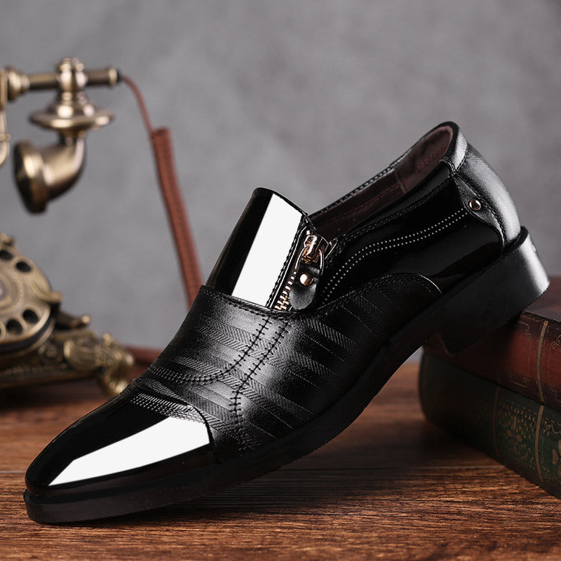 New men's business leather slip-on sandals - hollow-out design, breathable, perfect for weddings - dropshipping available