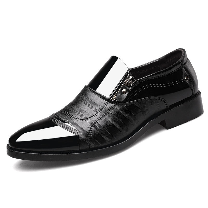 New plus size men's business formal leather shoes, pointed toe slip-on casual loafers - dropshipping available