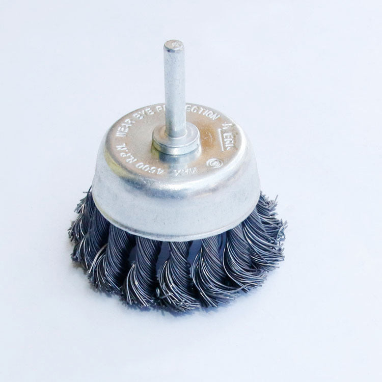 Manufacturer supply twisted wire flat steel wire brush electric grinding rust removal with handle bowl type steel wire wheel 25mm