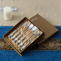 Chaobai new arrival ceramic handle knife, fork and spoon suit four-character pattern stainless steel spoon housewarming gift tableware factory wholesale