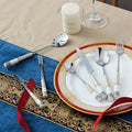 Chaobai new arrival ceramic handle knife, fork and spoon suit four-character pattern stainless steel spoon housewarming gift tableware factory wholesale