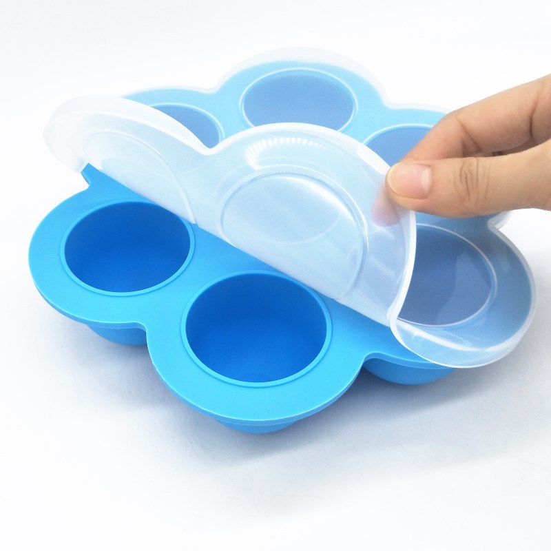 7-Hole silicone complementary food box, ice compartment with lid, baby food crisper, air fryer, pressure cooker, steamed egg mold