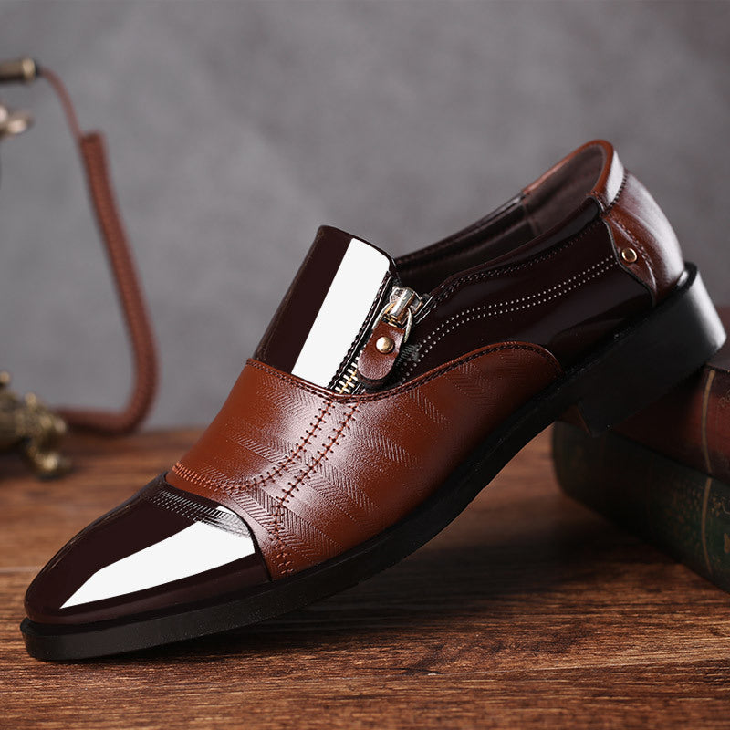 New men's business leather slip-on sandals - hollow-out design, breathable, perfect for weddings - dropshipping available