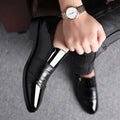 New plus size men's business formal leather shoes, pointed toe slip-on casual loafers - dropshipping available