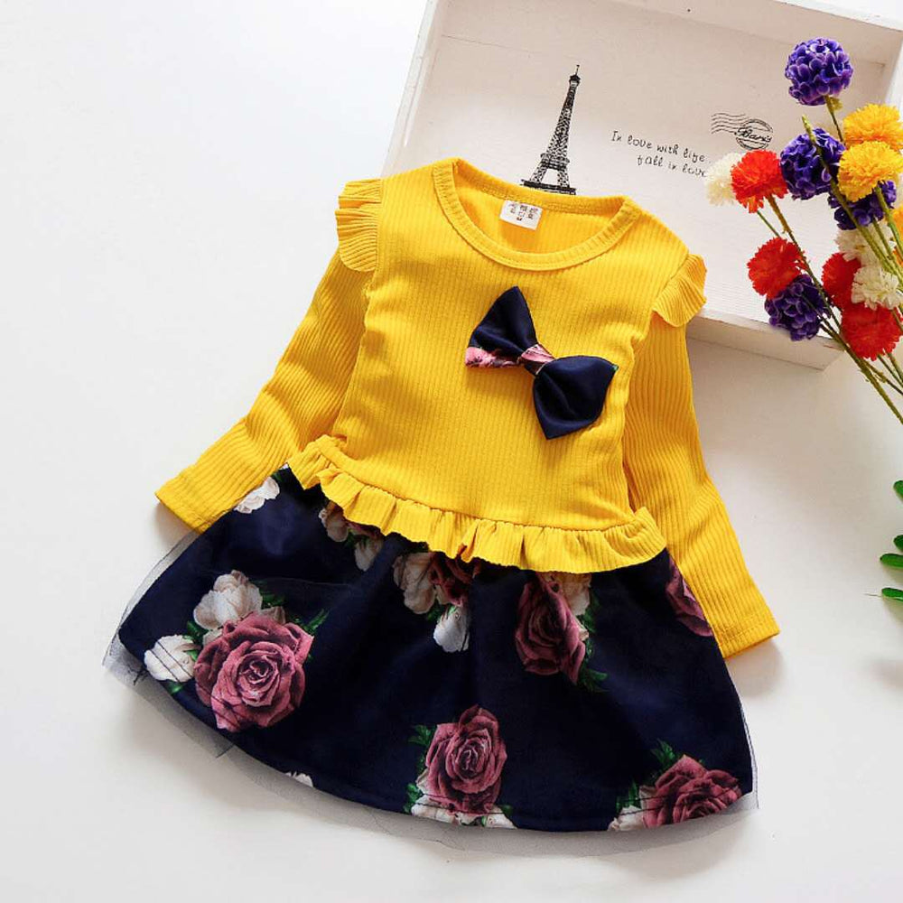 Spring & fallgirl long sleevesdressnew arrivalk-stylekids flower princess dress factory direct sales dropshipping