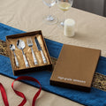 Chaobai new arrival ceramic handle knife, fork and spoon suit four-character pattern stainless steel spoon housewarming gift tableware factory wholesale