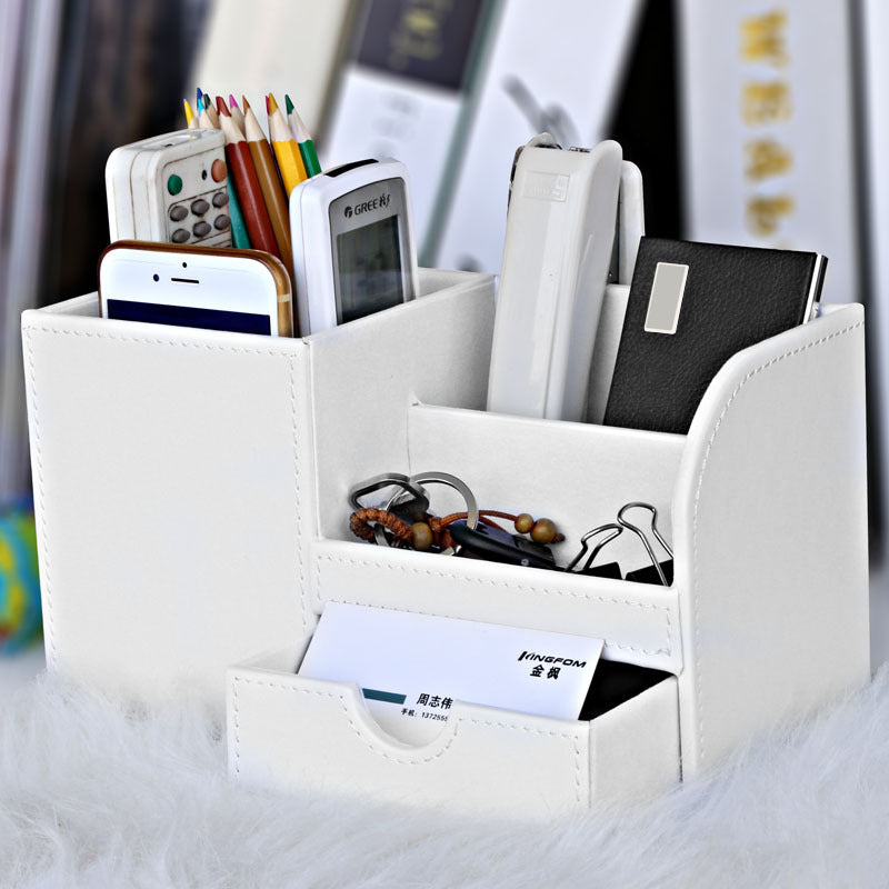 Modern Simple Drawer Storage Box Multifunctional Storage Rack Desktop Office Stationery Leather Pen Holder Wholesale
