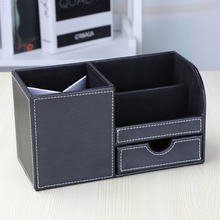 Business Office Pen Holder Modern Simple Office Storage Box Multifunctional Desktop Stationery Leather Storage Rack