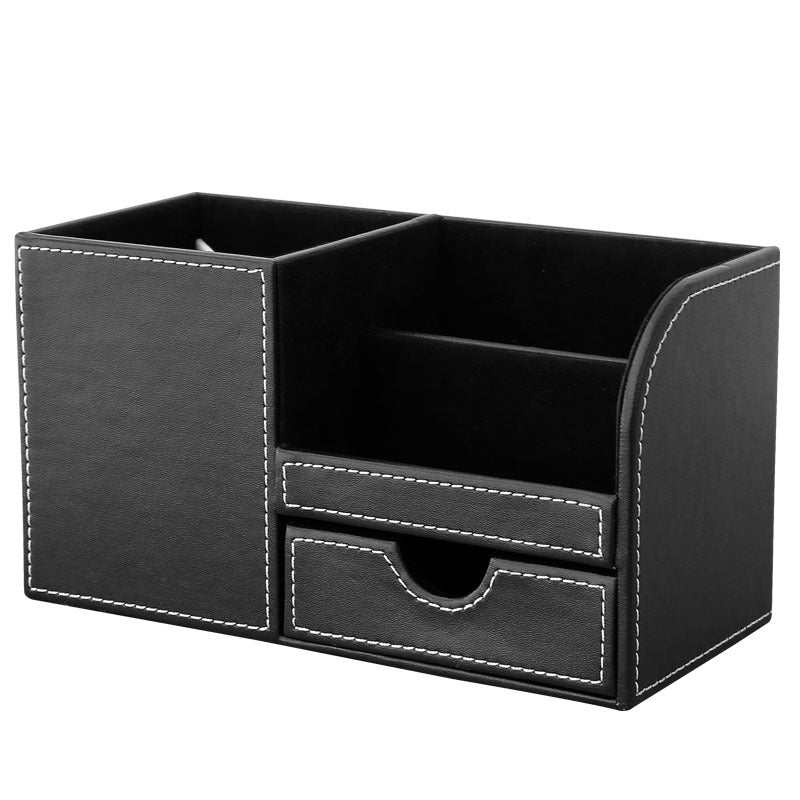Business Office Pen Holder Modern Simple Office Storage Box Multifunctional Desktop Stationery Leather Storage Rack