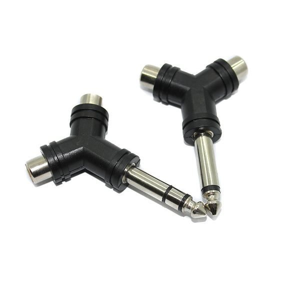 Y-type 6.35mm male to dual RCA female audio conversion plug 6.5 to lotus female one point two adapter audio