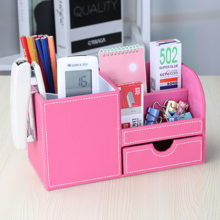 Modern Simple Drawer Storage Box Multifunctional Storage Rack Desktop Office Stationery Leather Pen Holder Wholesale