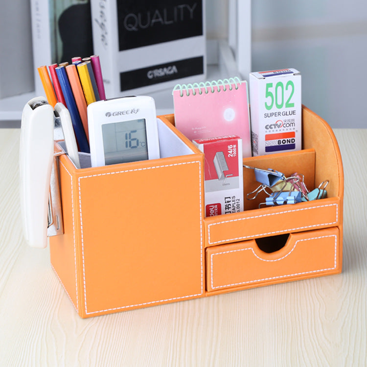 Modern Simple Drawer Storage Box Multifunctional Storage Rack Desktop Office Stationery Leather Pen Holder Wholesale