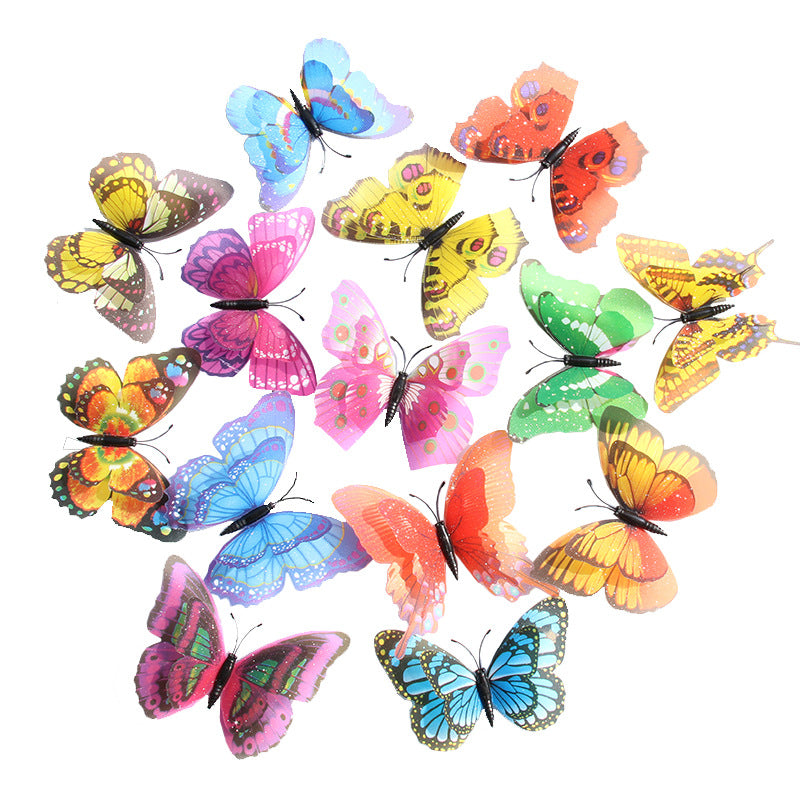 Gypsy 10 + 7 double-layer 3d three-dimensional flash simulation butterfly, creative home improvement outdoor garden decoration crafts