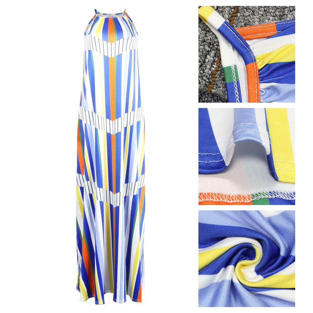 Spot! T3005 European and American  women's clothing striped suspender dress long dress eBay