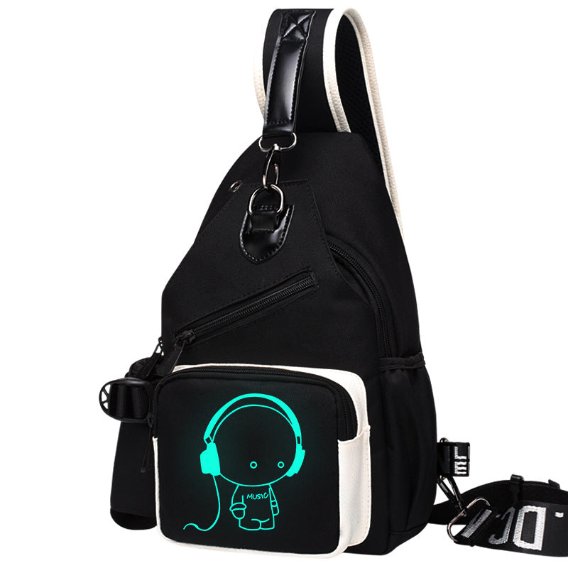 Factory direct sales USB charging men's and women's casual shoulder bag Korean version men's bag chest messenger bag trendy backpack breast bag