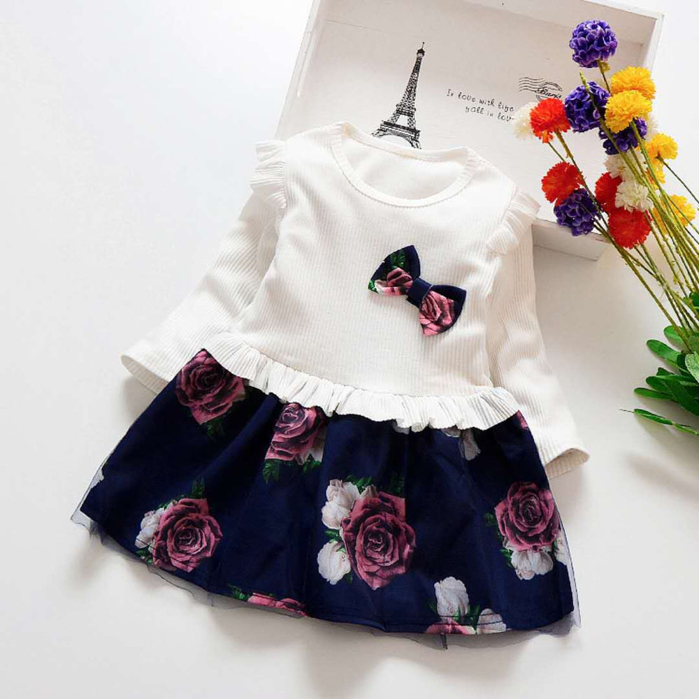 Spring & fallgirl long sleevesdressnew arrivalk-stylekids flower princess dress factory direct sales dropshipping