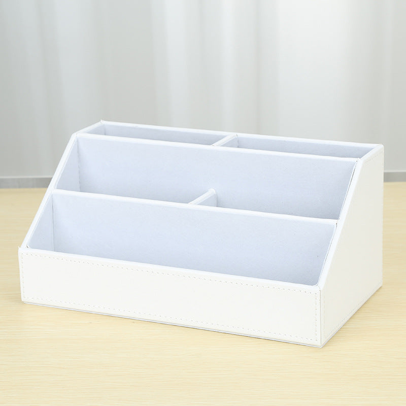 Office Desktop Stationery Box Multifunctional Leather Home Furnishing Remote Control Box Creative PU Grid Sundries Storage Box Spot