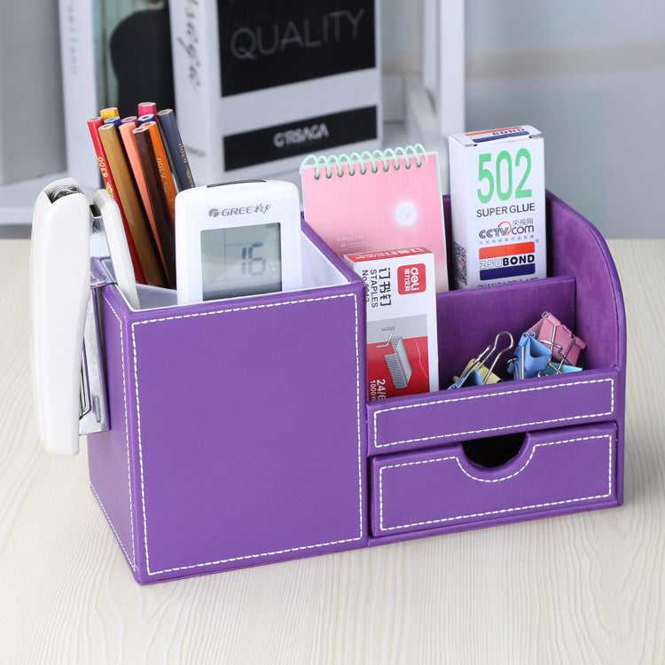Modern Simple Drawer Storage Box Multifunctional Storage Rack Desktop Office Stationery Leather Pen Holder Wholesale