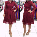 Aliexpress hot-selling african-inspired long-sleeve shirt collar lace cardigan a-line dress with cinched waist - special offer!