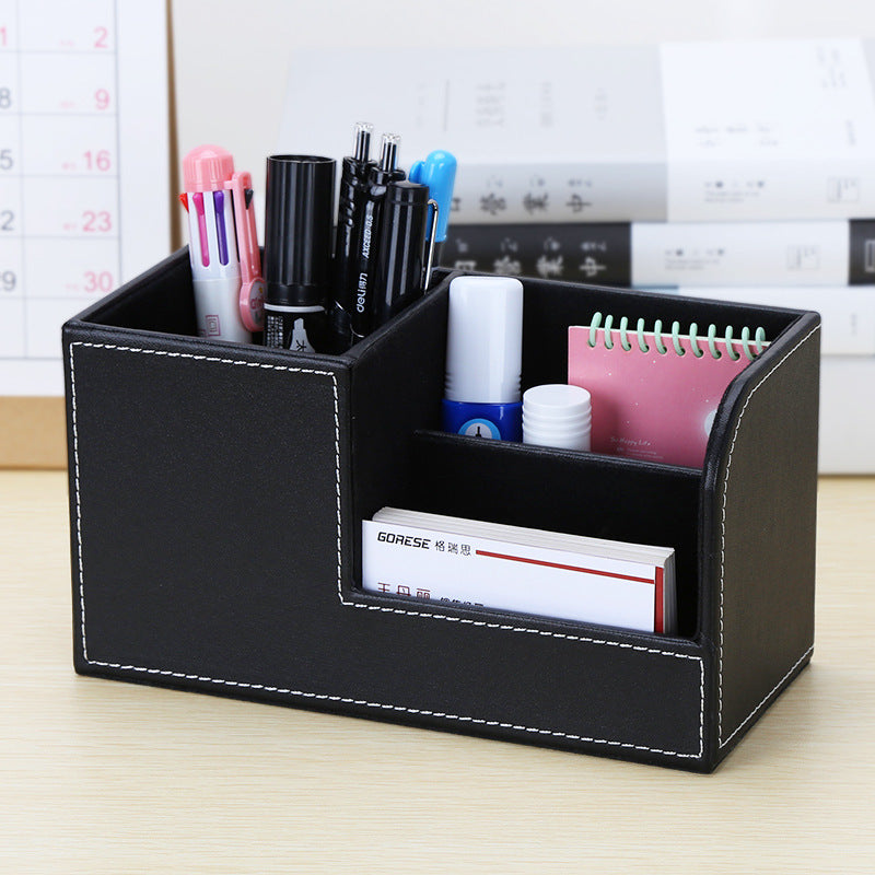 Creative Office Pen Holder ins High Value Leather Storage Holder Stylish and Simple Multifunctional Storage Box Desktop Gifts