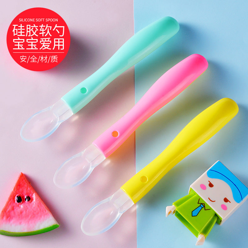 English card pack, children's feeding tableware, baby silicone spoon, baby soft head spoon, baby spoon