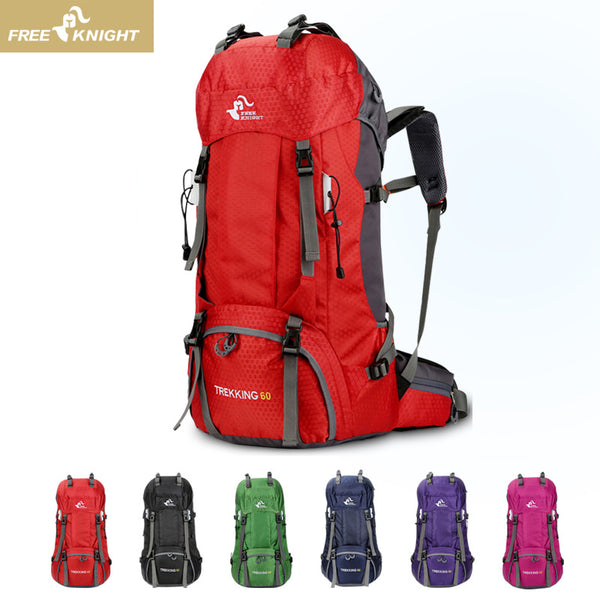 FREE KNIGHT 60L mountaineering bag, hiking backpack backpack, camping backpack, free rain cover.