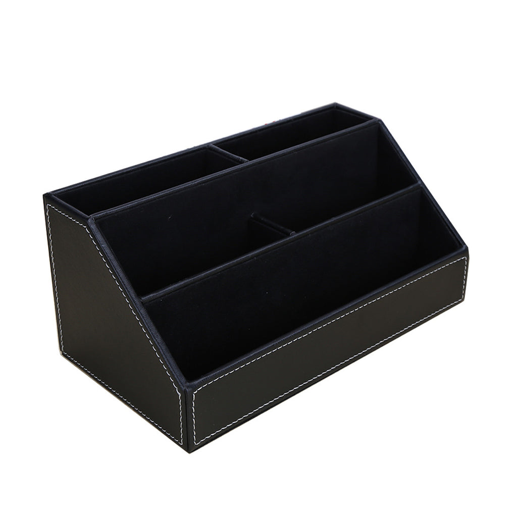 Office Desktop Stationery Box Multifunctional Leather Home Furnishing Remote Control Box Creative PU Grid Sundries Storage Box Spot