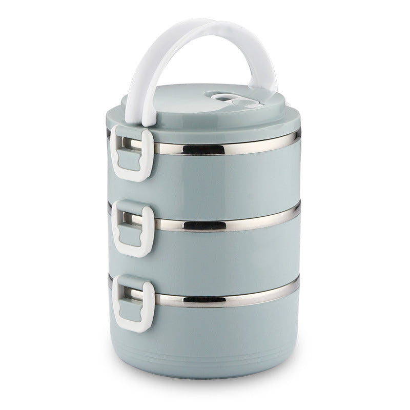 304 stainless steel insulated lunch box - round food container, double-layer rectangular student meal box, bento box with logo option