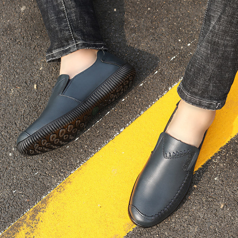New men's leather dress shoes - perforated casual driving shoes - dropshipping available