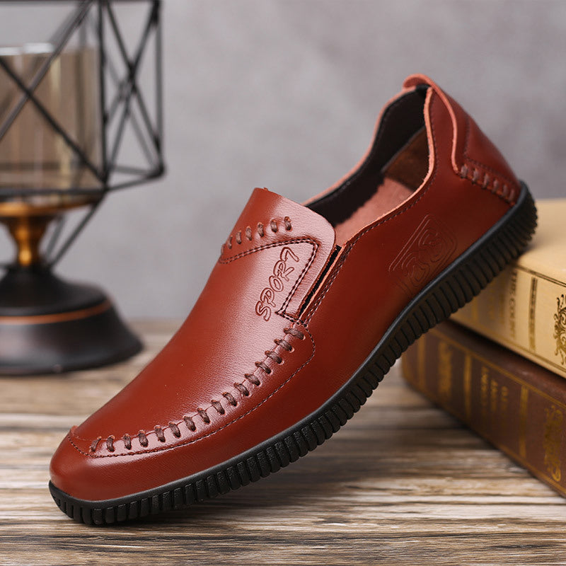 New men's leather dress shoes - perforated casual driving shoes - dropshipping available