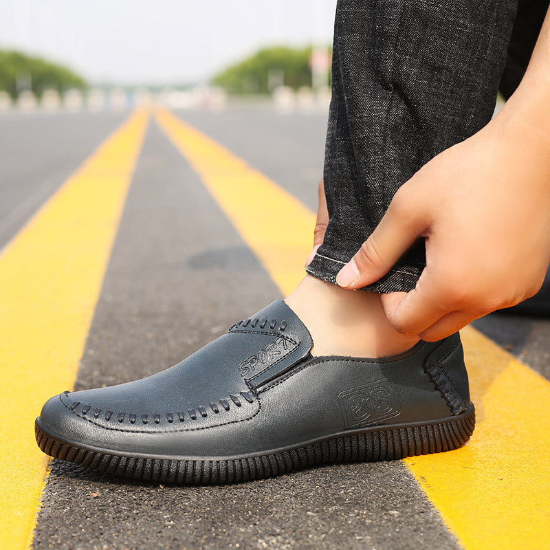 New men's leather dress shoes - perforated casual driving shoes - dropshipping available