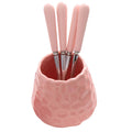 Creative ceramic handle small fork suit stainless steel fruit fork fruit pick watermelon fork coffee spoon good-looking storage jar