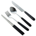 Simple handle anti-scald ceramic travel cutlery set - stainless steel fork, spoon, and chopsticks three-piece student portable utensil set