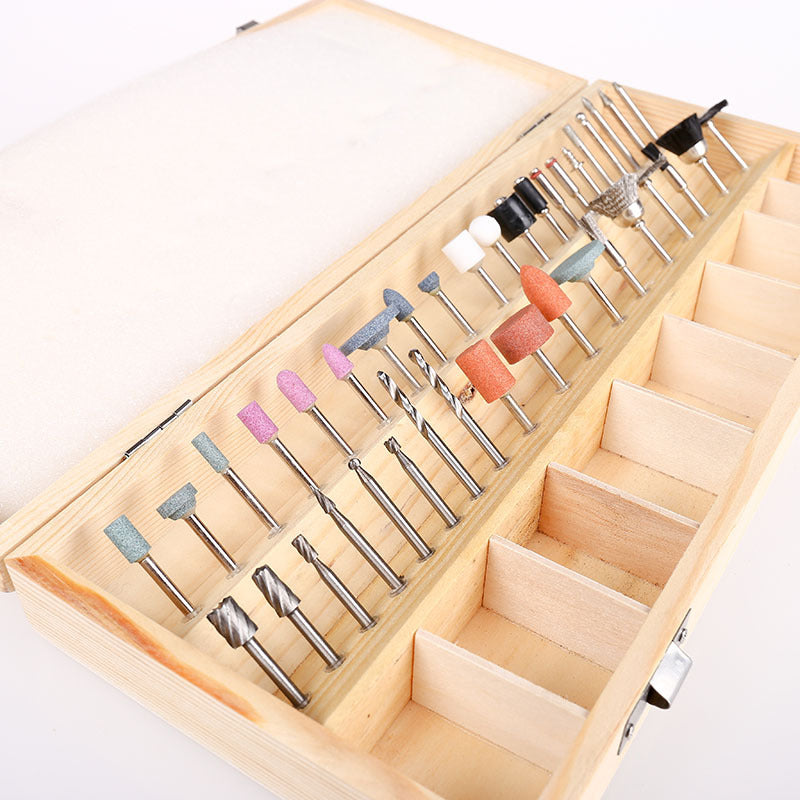 Electric grinding set, household combination tools, wooden box electric grinding accessories 100PC electric grinding special, rod diameter 3MM