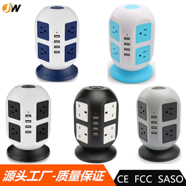 Processing custom round socket creative with USB charging European American standard British standard multi-layer socket power strip