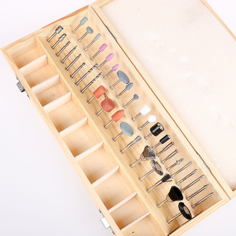 Electric grinding set, household combination tools, wooden box electric grinding accessories 100PC electric grinding special, rod diameter 3MM