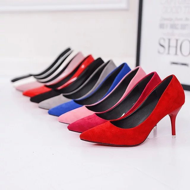 Korean women's high heels, fashionable solid color casual light mouth women's high heels stiletto