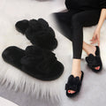 New home indoor slippers, postpartum slippers, autumn and winter cotton slippers, floor slippers with bows, fuzzy open-toe slippers