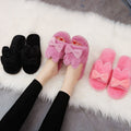 New home indoor slippers, postpartum slippers, autumn and winter cotton slippers, floor slippers with bows, fuzzy open-toe slippers