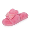 New home indoor slippers, postpartum slippers, autumn and winter cotton slippers, floor slippers with bows, fuzzy open-toe slippers
