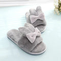 New home indoor slippers, postpartum slippers, autumn and winter cotton slippers, floor slippers with bows, fuzzy open-toe slippers