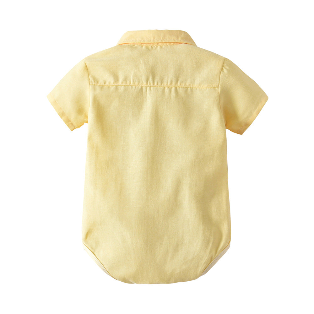 Children's clothing kids short-sleeved shirt boy's khaki overallstwo-piece set baby boy trendy suit infant and toddler
